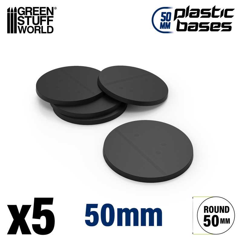 Plastic Bases 50mm Round Black (5 stk)
